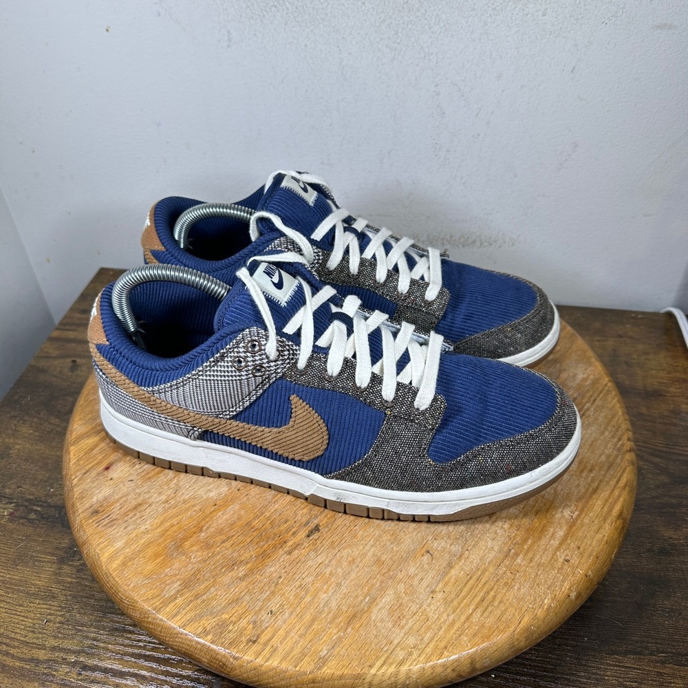 Nike Dunk Low SE Midnight Navy Ale Brown Plaid FQ8746-410 Mens 9.5 Sneakers